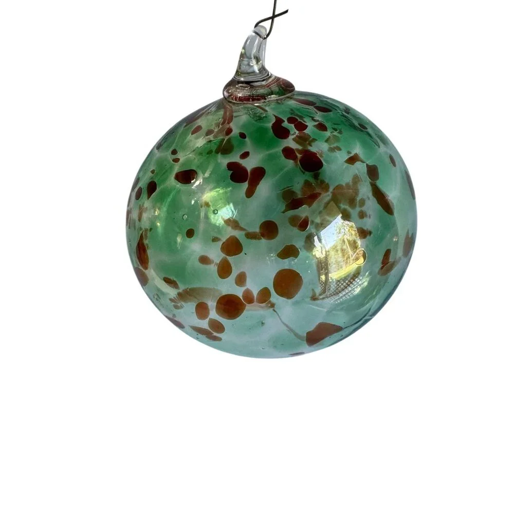 Handcrafted Glass Friendship Spirit Ball Ornament 4" - Picture 2 of 5